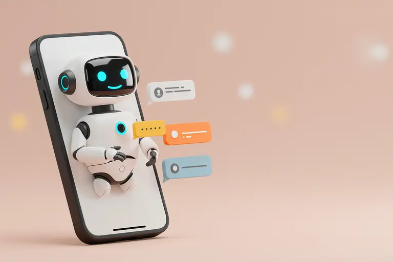 AI chatbot displayed on a smartphone with message bubbles
