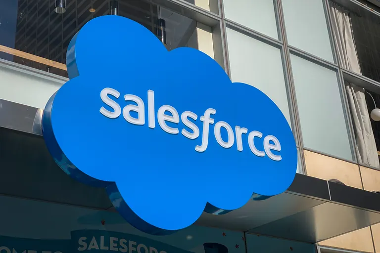 Salesforce logo displayed on a building
