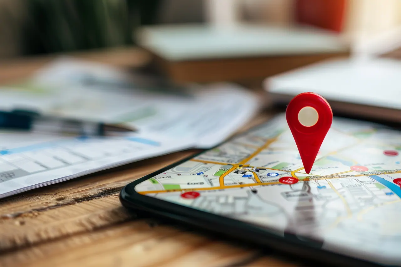 Location pin placed on a digital map