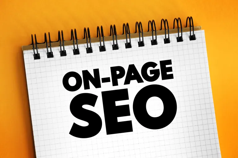 Notebook labelled On-Page SEO