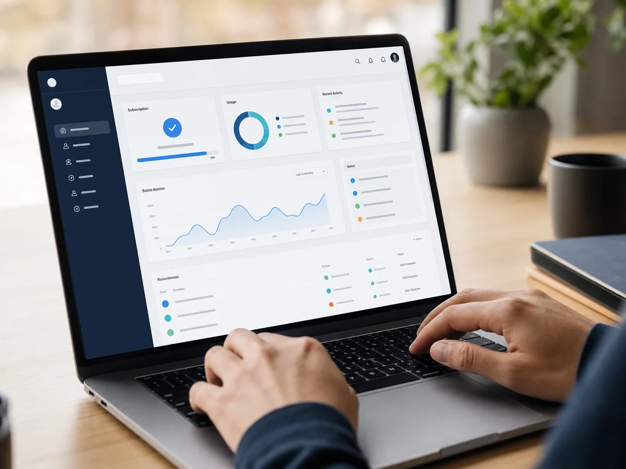 Subscription and usage dashboard displayed on a laptop