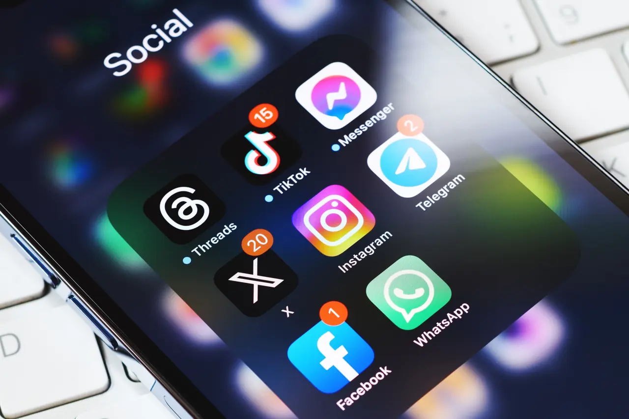 Social media applications displayed on a smartphone